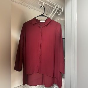 Oversized. Maroon color.